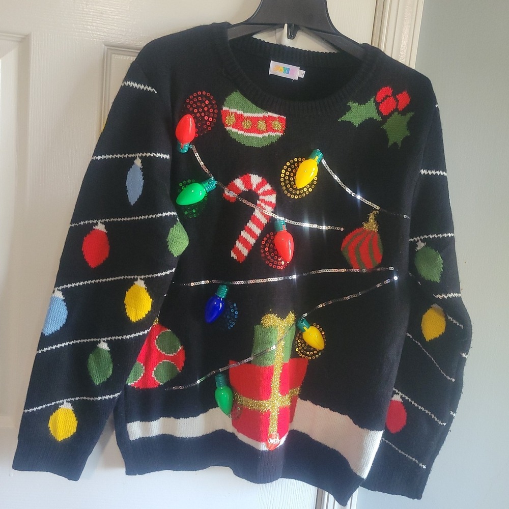 JOYIN Womens LED Light Up Christmas Sweater Bulbs Christmas Ugly Sweater XL